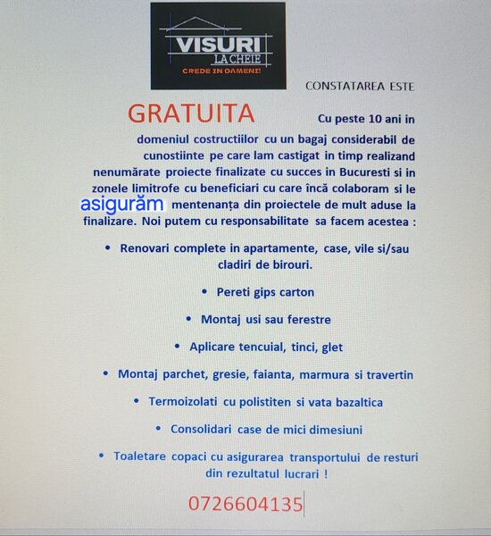 Zugraveli interioare si exterioare in Bucuresti si imprejurimi